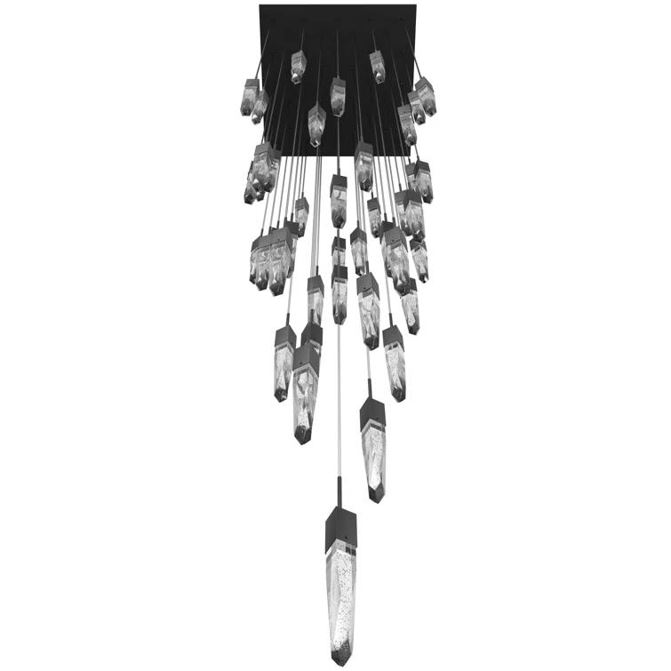 Aspen Matte Black Crystal LED 41-Light Indoor/Outdoor Chandelier