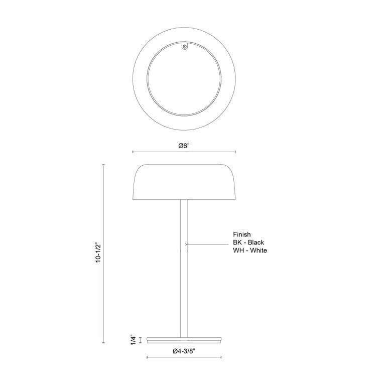Brilla Cordless Black LED Table Lamp with Ribbed Acrylic Shade