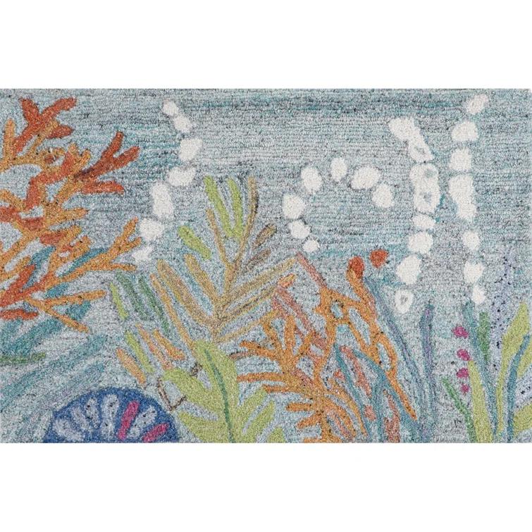 CompanyC Global Recycled Standard Reef Under the Sea Hand-Tufted Recycled Polyester Indoor/Outdoor Area Rug