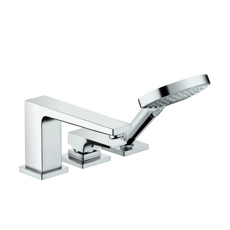 Metropol Single Handle Deck Mounted Roman Tub Faucet Trim with Diverter and Handshower