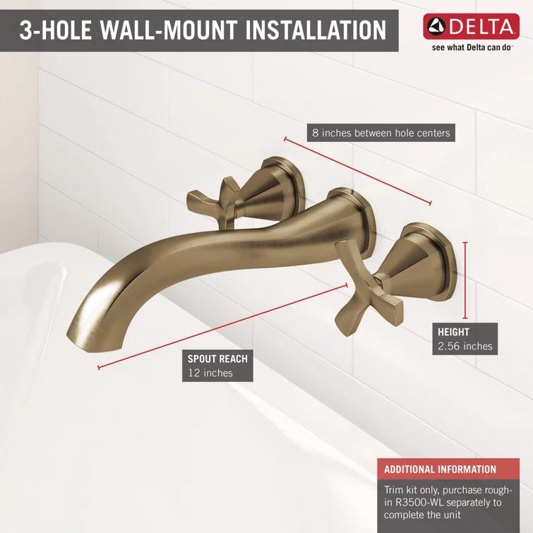 Stryke Double Handle Wall Mounted Tub Spout Trim