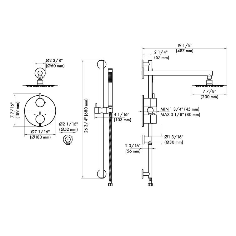 ZLINE EMBY-SHS-T2-MB ZLINE Autograph Edition Emerald Bay Thermostatic Shower System