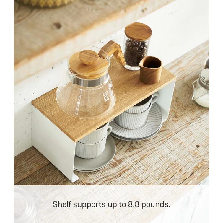 Tosca Yamazaki Home Wood-Top Stackable Kitchen Rack, Modern Counter Shelf Organizer