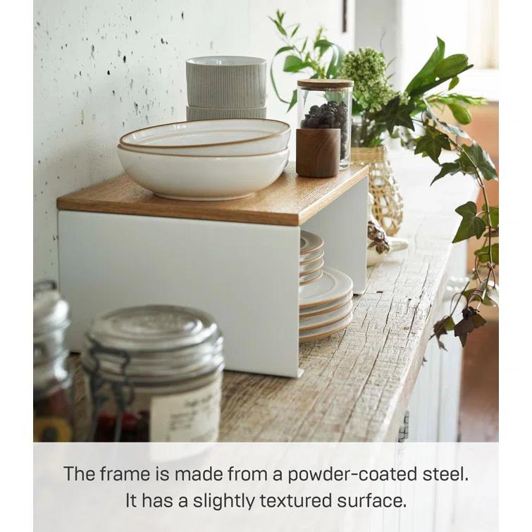 Tosca Yamazaki Home Wood-Top Stackable Kitchen Rack, Modern Counter Shelf Organizer