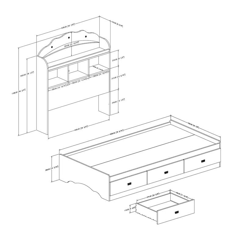 Tiara Twin Mate's & Captain's Bed with Drawers
