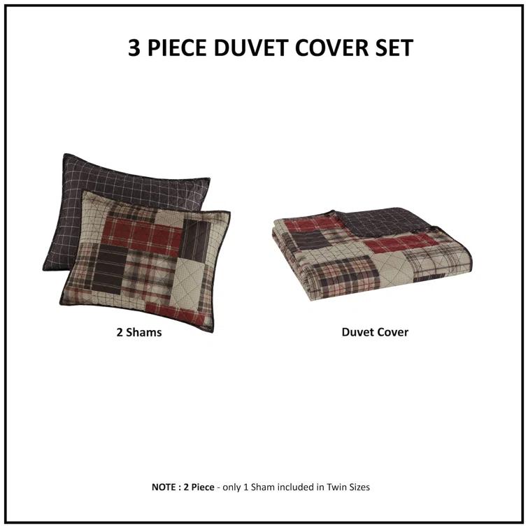 Timber 3 Piece Reversible Printed Quilt Set