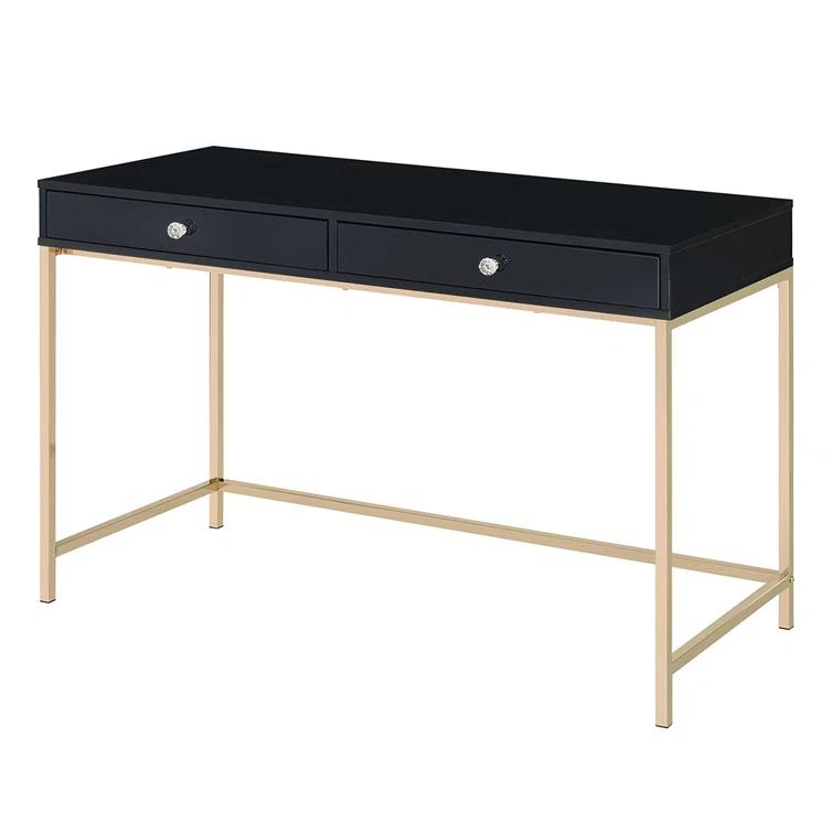 Ottey Writing Desk In High Gloss & Gold Finish,Computer Desk