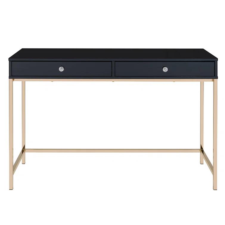 Ottey Writing Desk In High Gloss & Gold Finish,Computer Desk