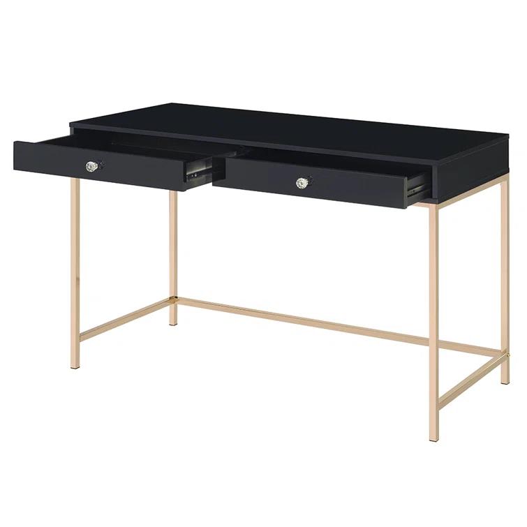 Ottey Writing Desk In High Gloss & Gold Finish,Computer Desk