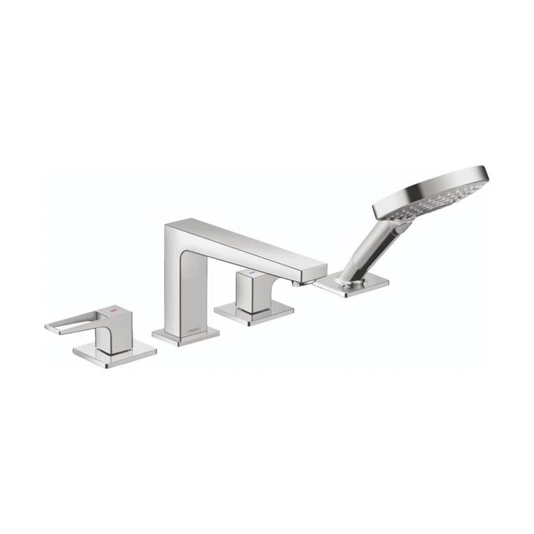 Metropol Double Handle Deck Mounted Roman Tub Faucet Trim with Diverter and Handshower