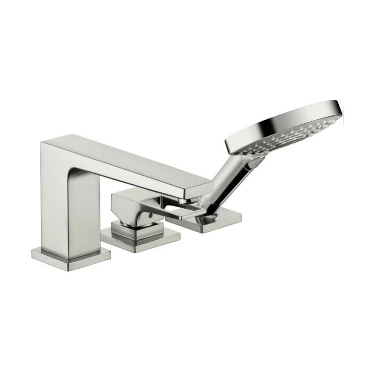 Metropol Single Handle Deck Mounted Roman Tub Faucet Trim with Diverter and Handshower