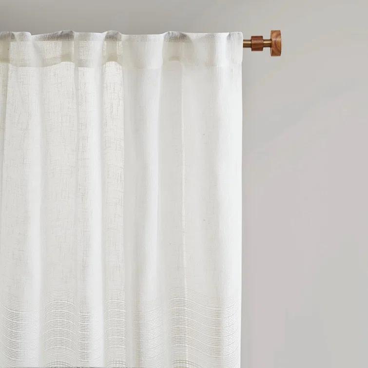Madison Park Aida Ivory Yarn Dye Sheer Thermal Rod Pocket Curtain Panels 37x84" (Set of 2)
