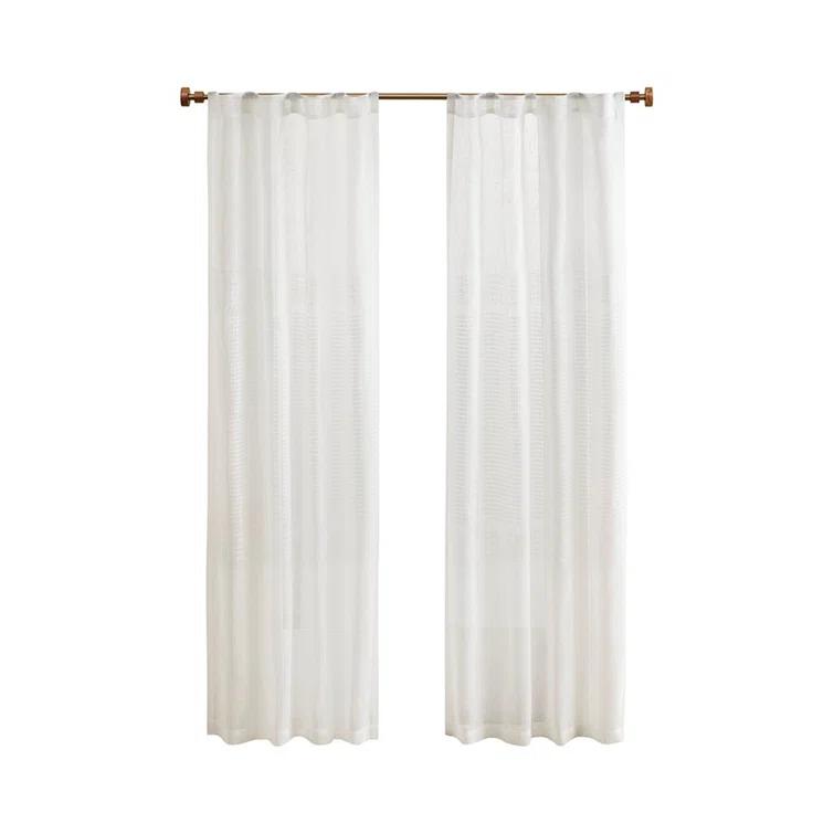 Madison Park Aida Ivory Yarn Dye Sheer Thermal Rod Pocket Curtain Panels 37x84" (Set of 2)