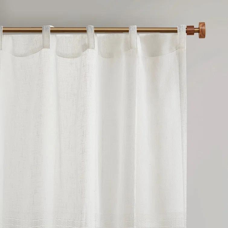 Madison Park Aida Ivory Yarn Dye Sheer Thermal Rod Pocket Curtain Panels 37x84" (Set of 2)