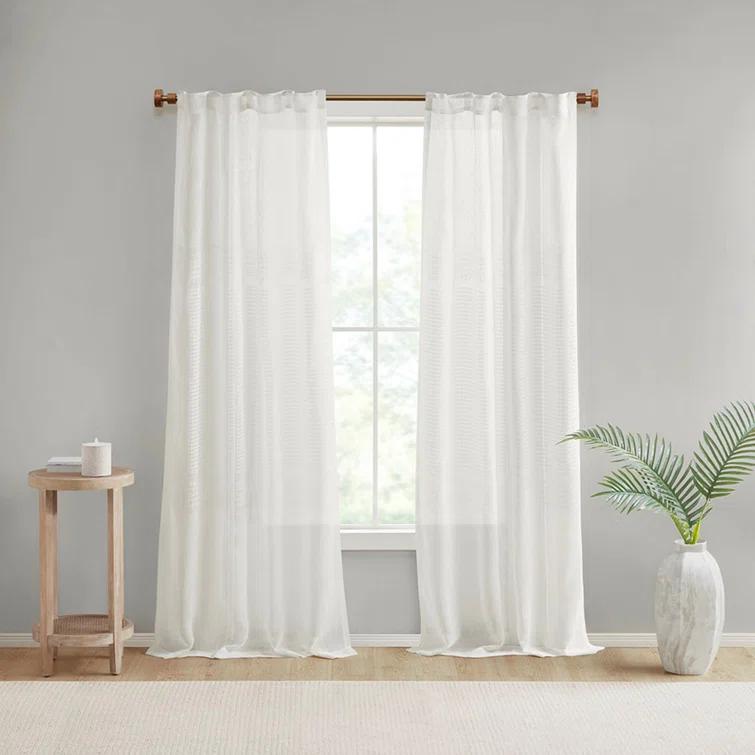 Madison Park Aida Ivory Yarn Dye Sheer Thermal Rod Pocket Curtain Panels 37x84" (Set of 2)