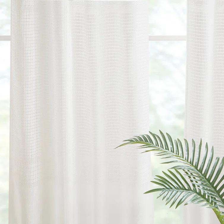 Madison Park Aida Ivory Yarn Dye Sheer Thermal Rod Pocket Curtain Panels 37x84" (Set of 2)
