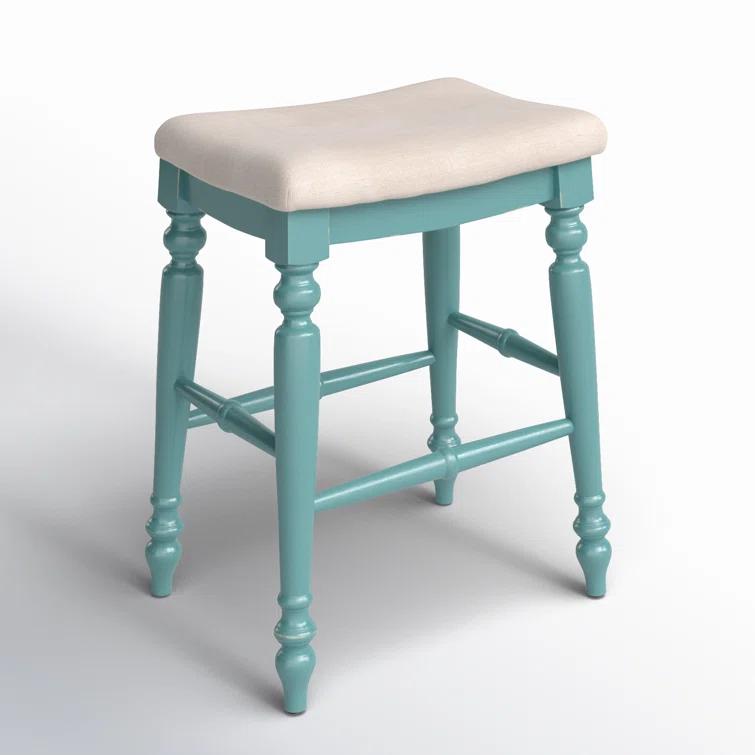 Kelly Clarkson Home Jordyn Backless Upholstered Wood Counter & Bar Stool