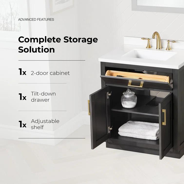 OVE Decors Bailey 30" Single Bathroom Vanity Set with Premium Countertop