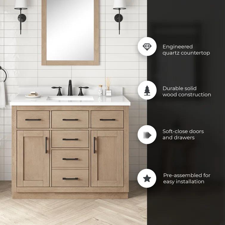 OVE Decors Bailey 42" Single Bathroom Vanity with Premium Countertop