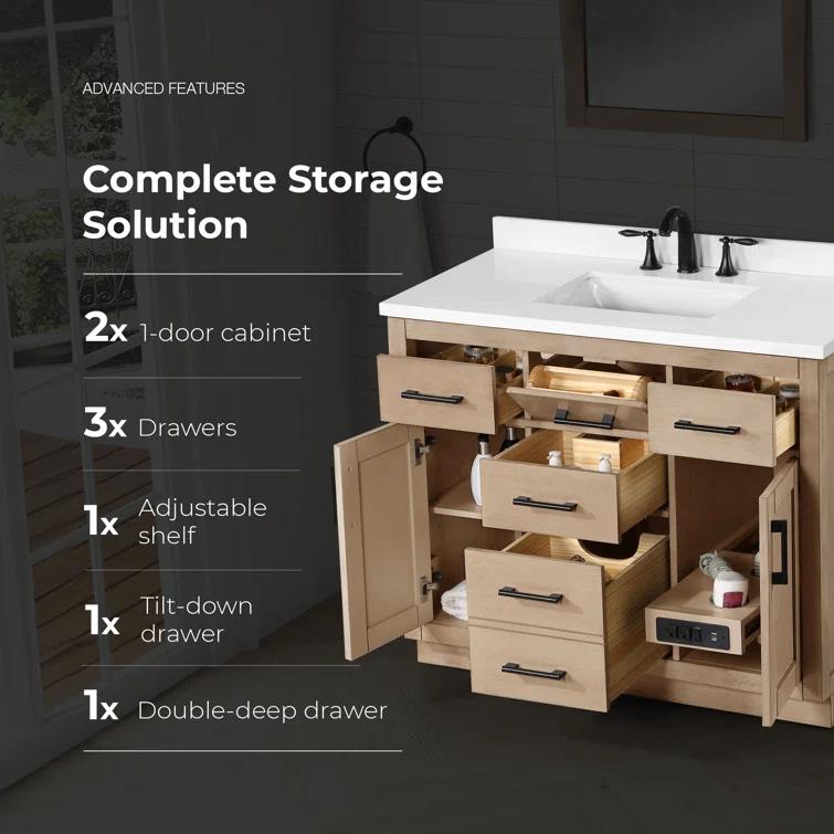 OVE Decors Bailey 42" Single Bathroom Vanity with Premium Countertop