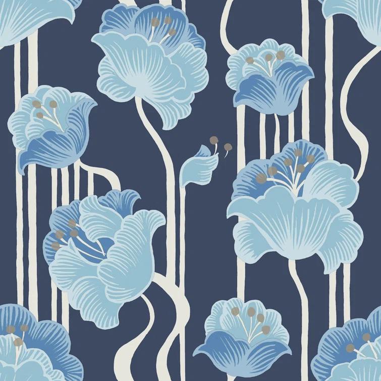 Shirley Coral Deco Floral Peel and Stick Wallpaper