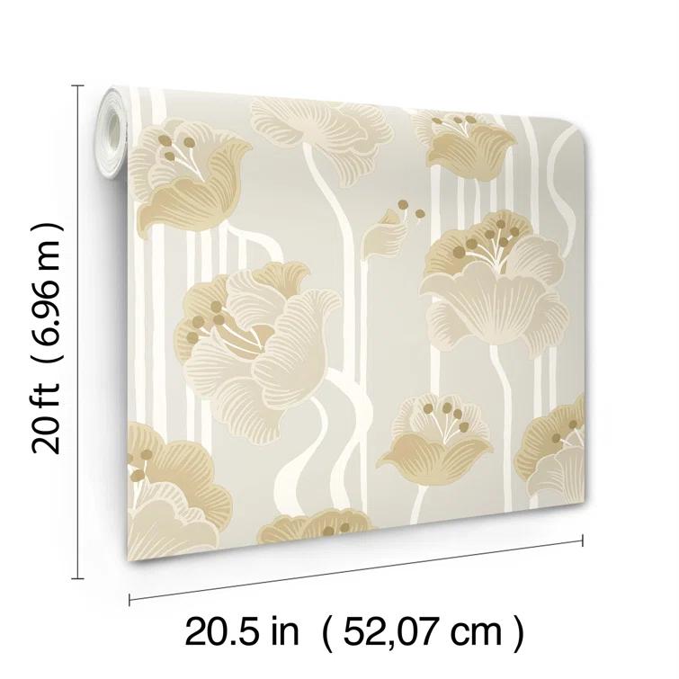 Shirley Coral Deco Floral Peel and Stick Wallpaper
