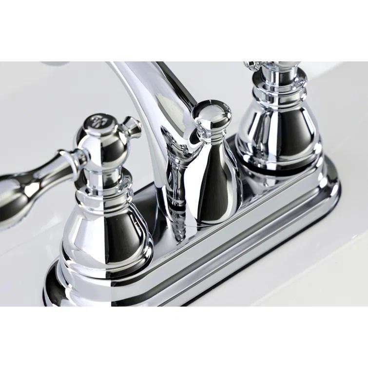 Kingston Brass Kingston Brass American Classic Two-Handle 3-Hole Deck Mount 4" Centerset Bathroom Faucet with Plastic Pop-Up KB2602ACL