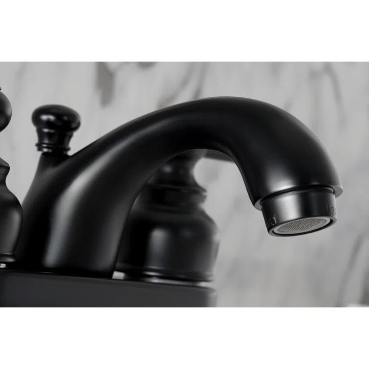 Kingston Brass Knight Two-Handle 3-Hole Deck Mount 4" Centerset Bathroom Faucet with Plastic Pop-Up