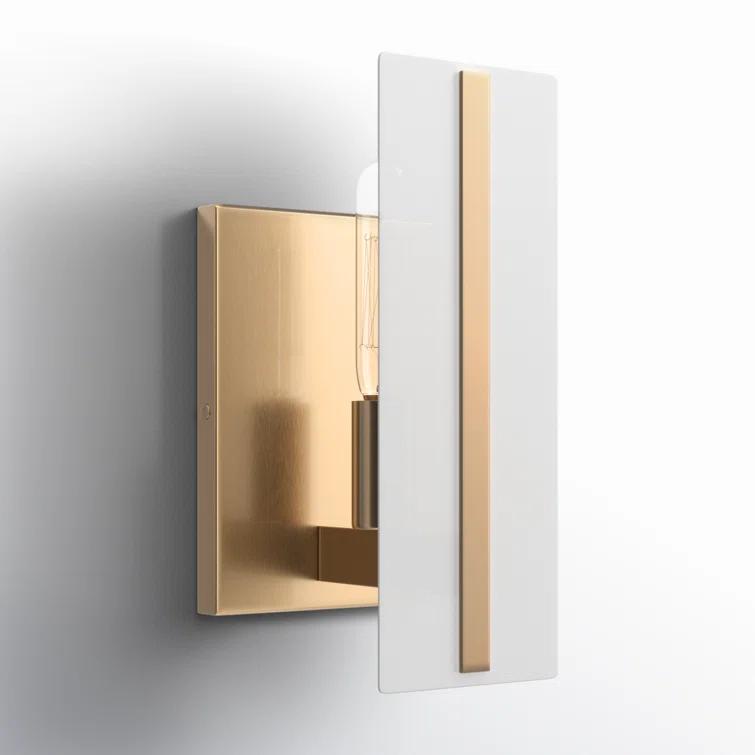 Satin Brass One-Light Vanity Sconce with Etched Glass