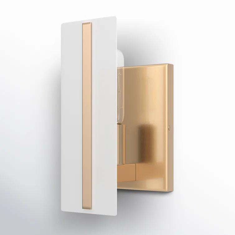 Satin Brass One-Light Vanity Sconce with Etched Glass