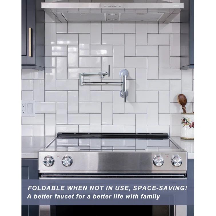 ARCORA Single Hole Two Attachment Brass Wall Mounted Pot Filler Kitchen Faucet with Double-Handle