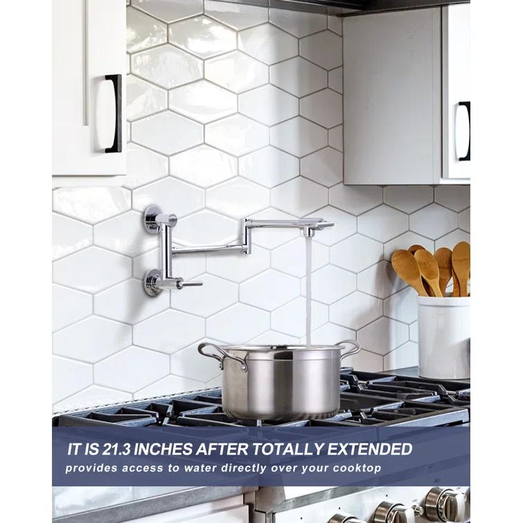 ARCORA Single Hole Two Attachment Brass Wall Mounted Pot Filler Kitchen Faucet with Double-Handle