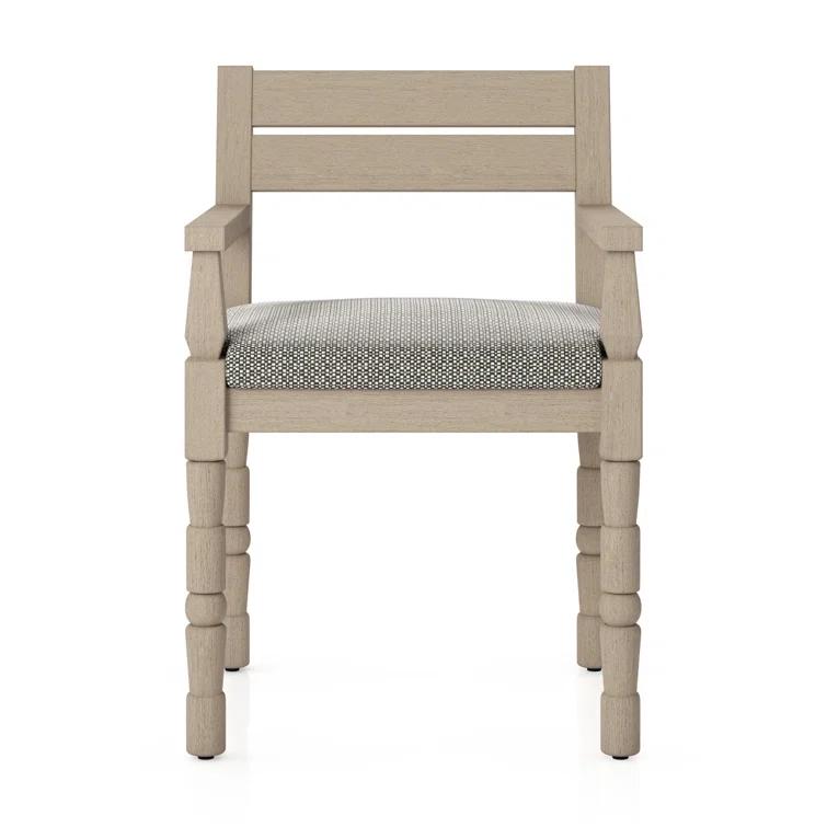Washed Brown Teak Outdoor Dining Chair with Cushions