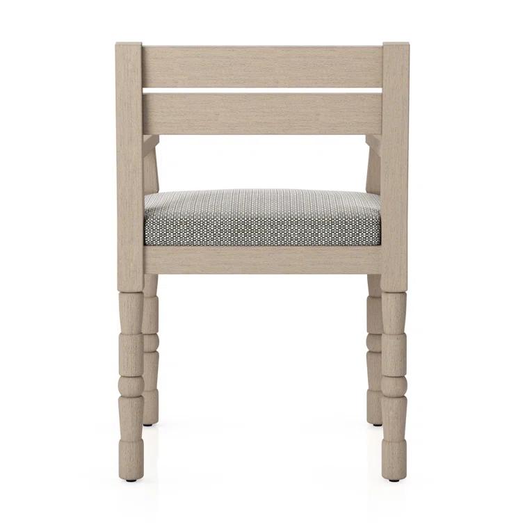 Washed Brown Teak Outdoor Dining Chair with Cushions