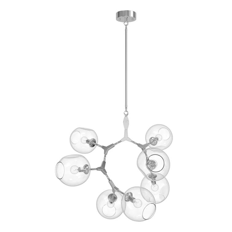 Fairfax 30" Chrome Frame with Hand-Blown Glass Globes Chandelier