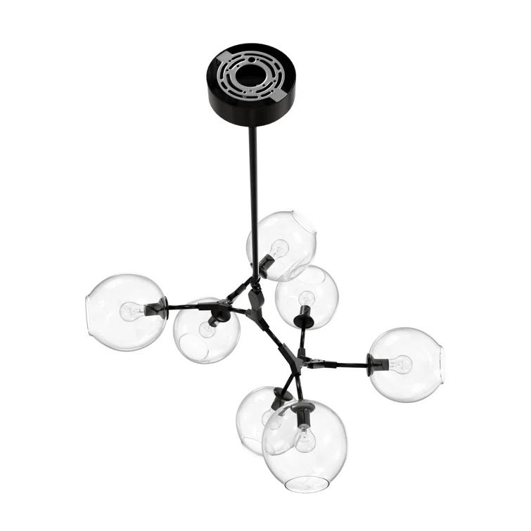Fairfax Dark Bronze Aluminum and Iron Chandelier with Hand Blown Glass Globes