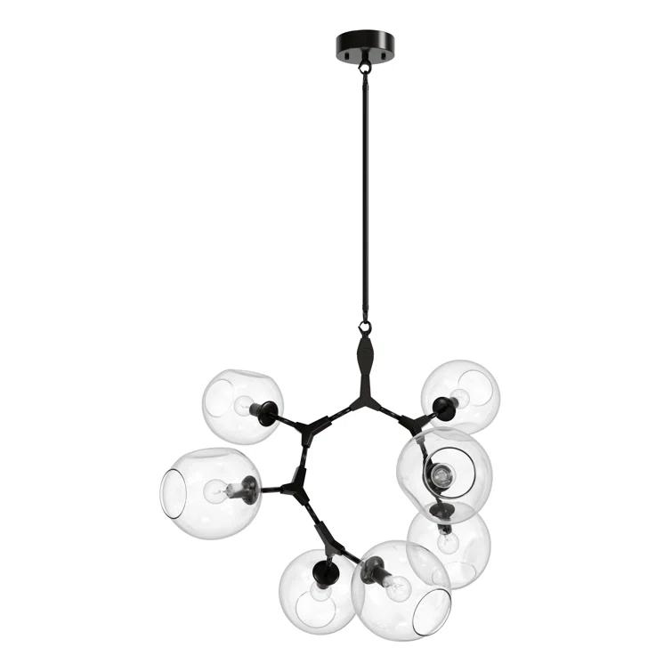 Fairfax Dark Bronze Aluminum and Iron Chandelier with Hand Blown Glass Globes