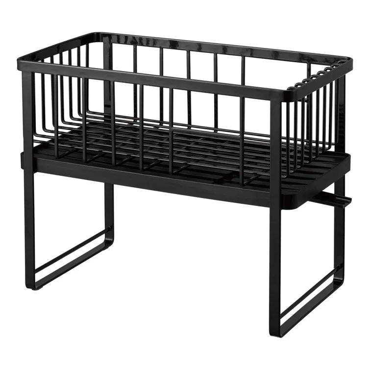 Tower Yamazaki Home Two-Tier Adjustable Dish Drainer Rack, Utensils Holder, Steel, Draining Spout