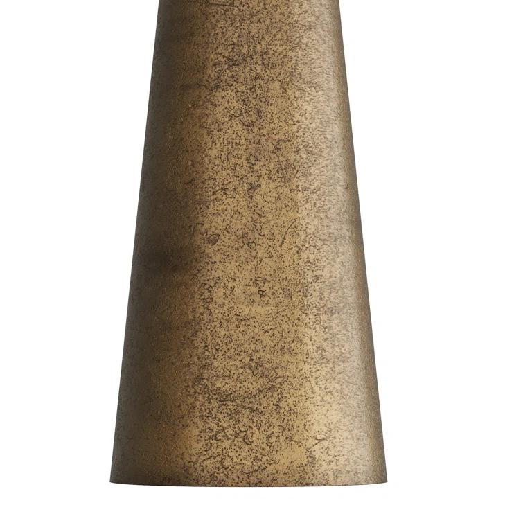 Antique Brass Mid-Century Modern Floor Lamp with Off-White Shade