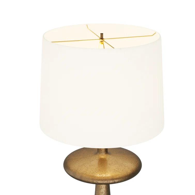Antique Brass Mid-Century Modern Floor Lamp with Off-White Shade