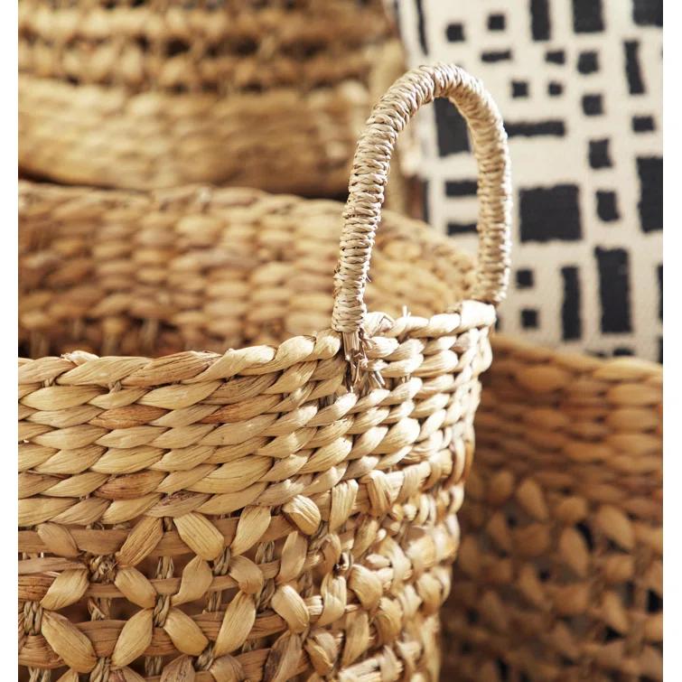 Seagrass Handmade Woven Decorative and Functional Storage Basket with Handles