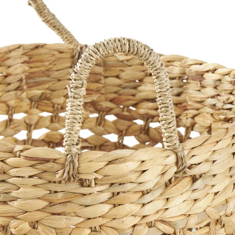 Seagrass Handmade Woven Decorative and Functional Storage Basket with Handles