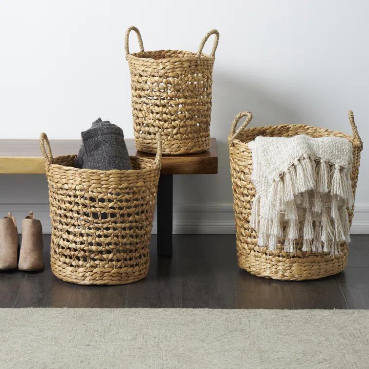 Seagrass Handmade Woven Decorative and Functional Storage Basket with Handles