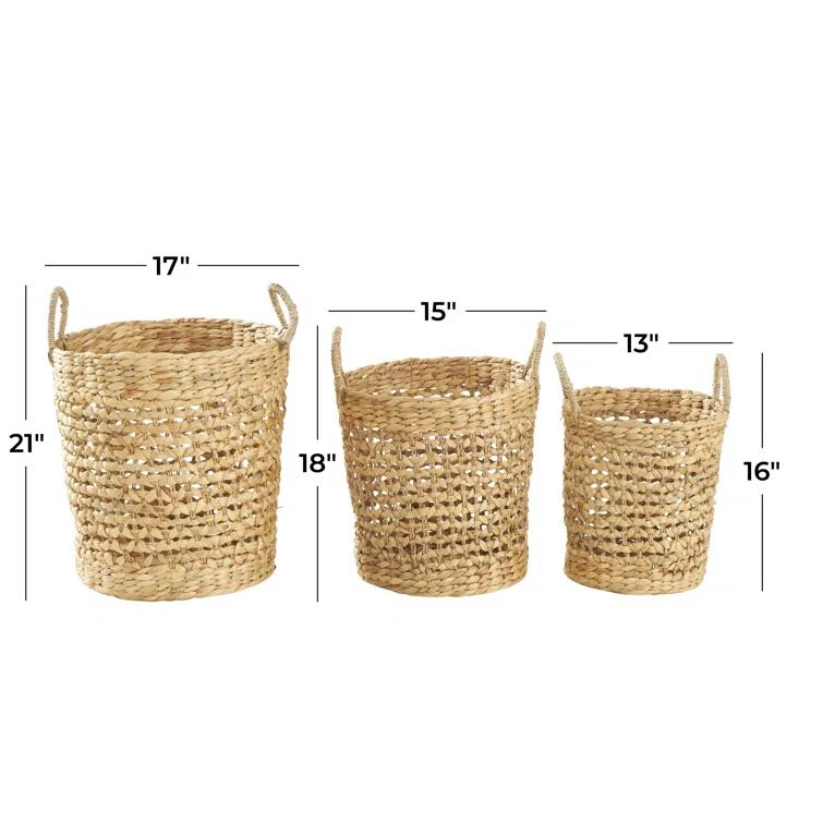 Seagrass Handmade Woven Decorative and Functional Storage Basket with Handles