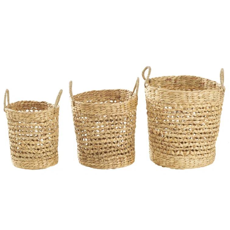 Seagrass Handmade Woven Decorative and Functional Storage Basket with Handles