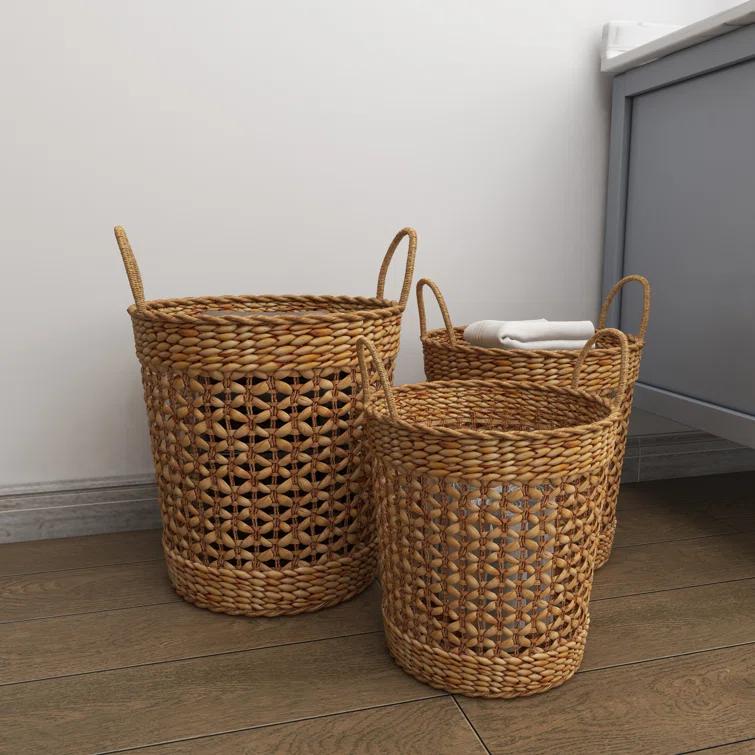 Seagrass Handmade Woven Decorative and Functional Storage Basket with Handles