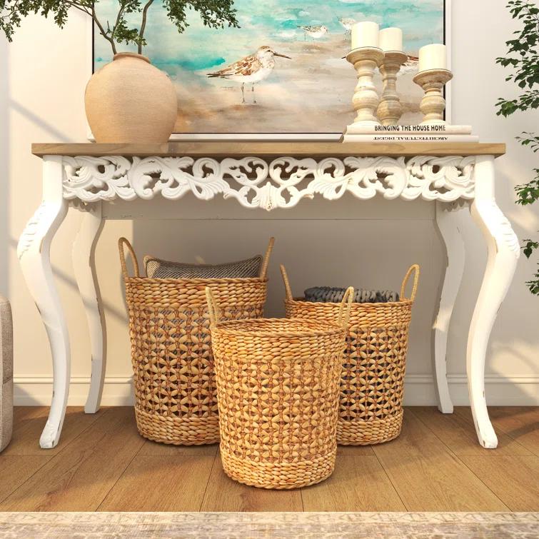 Seagrass Handmade Woven Decorative and Functional Storage Basket with Handles