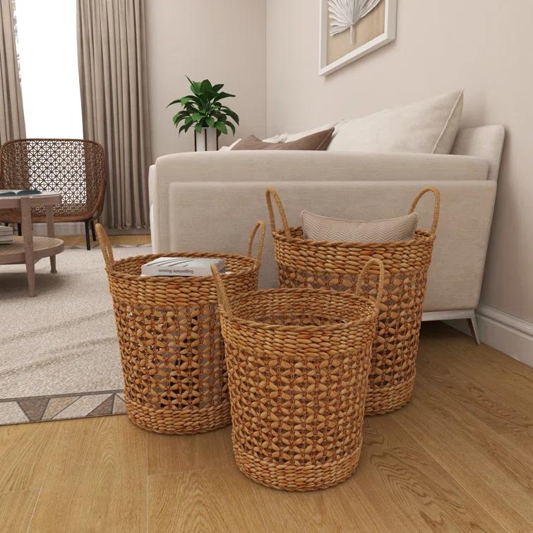 Seagrass Handmade Woven Decorative and Functional Storage Basket with Handles
