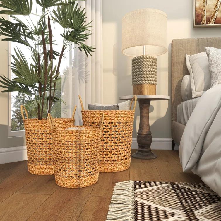 Seagrass Handmade Woven Decorative and Functional Storage Basket with Handles