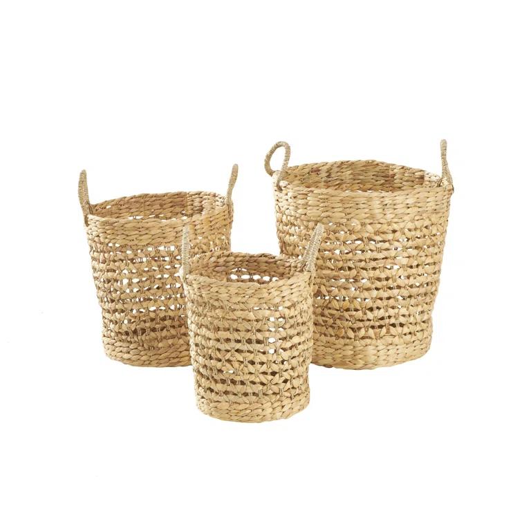 Seagrass Handmade Woven Decorative and Functional Storage Basket with Handles